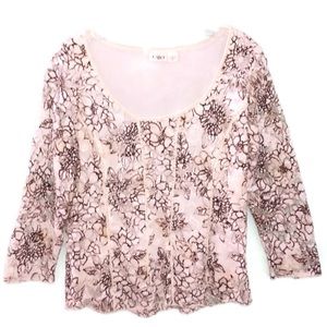 🔥SALE🔥 Cato Femenine Cream Floral Embroidered Lace Blouse Large